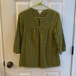 Charter Club Olive Eyelet Women's Blouse